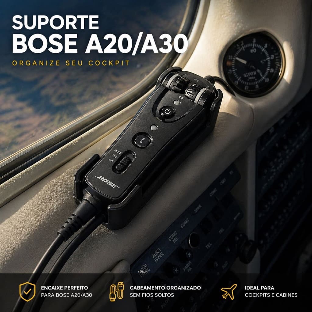 Suporte Bose A20 A30 ProFlight Controladora Headset | Organizador Cockpit