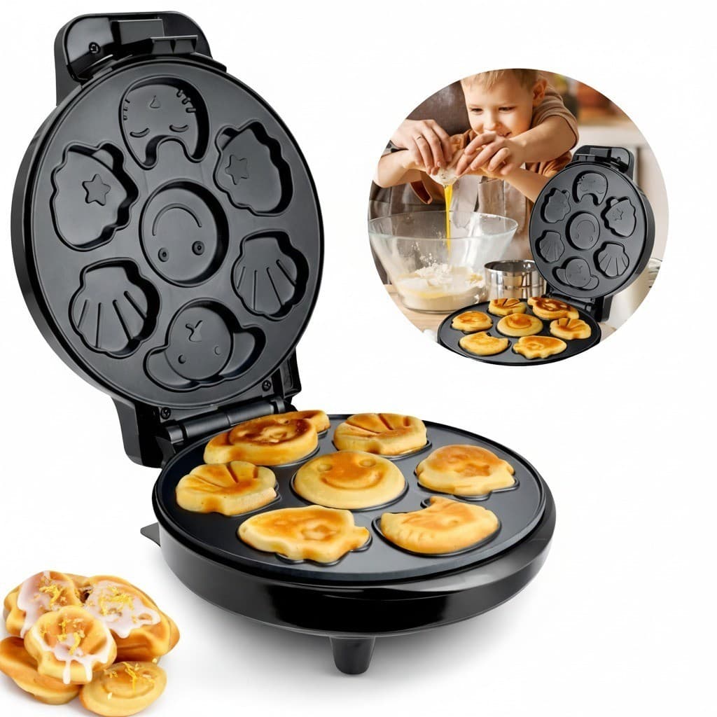 Máquina de Waffle Bolinho Bichinhos 110v Infantil Mini  Elétrica 1000w