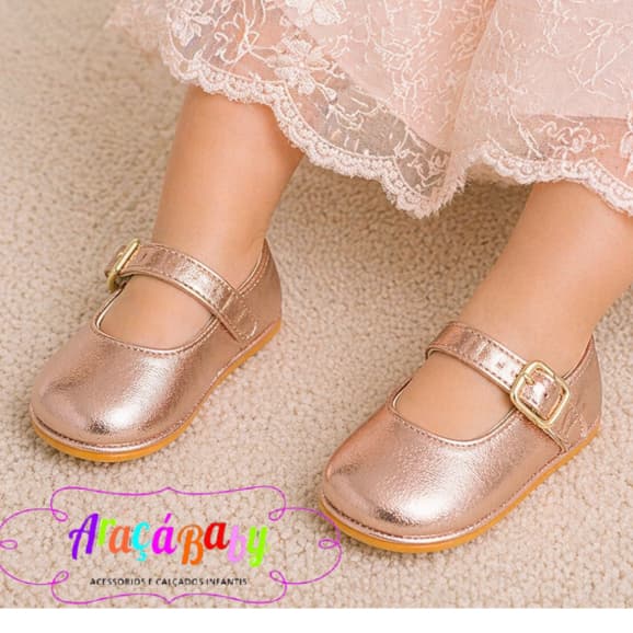 SAPATILHA INFANTIL MENINA BEBE METALIZADA NATAL