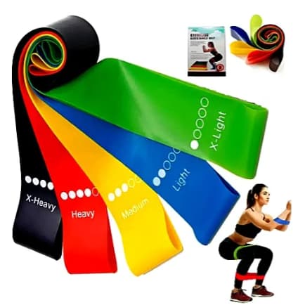 Kit 5 Mini Band Elástico Exercício Academia Treino em Casa Faixas Elásticas de Tensão Muscular para Treino