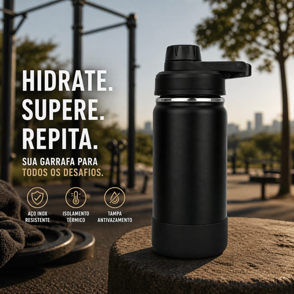 Garrafa Térmica Personalizada Nome Desenho Logo 350ML Base Silicone Protetora