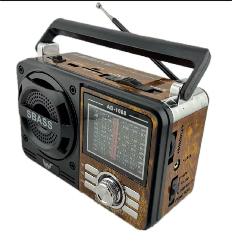 Rádio Clássico Retrô Portátil AD-1088 Estilo Vintage com Tecnologia Atual - Receptor de 9 Bandas, Rádio FM/AM/SW1-7/ USB