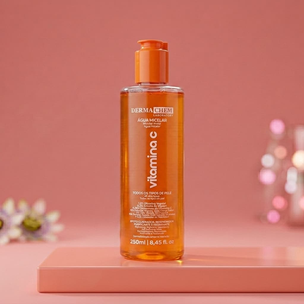 Água Micelar com Vitamina C Dermachem - Efeito Clareador e Pele Radiante - Envio imediato