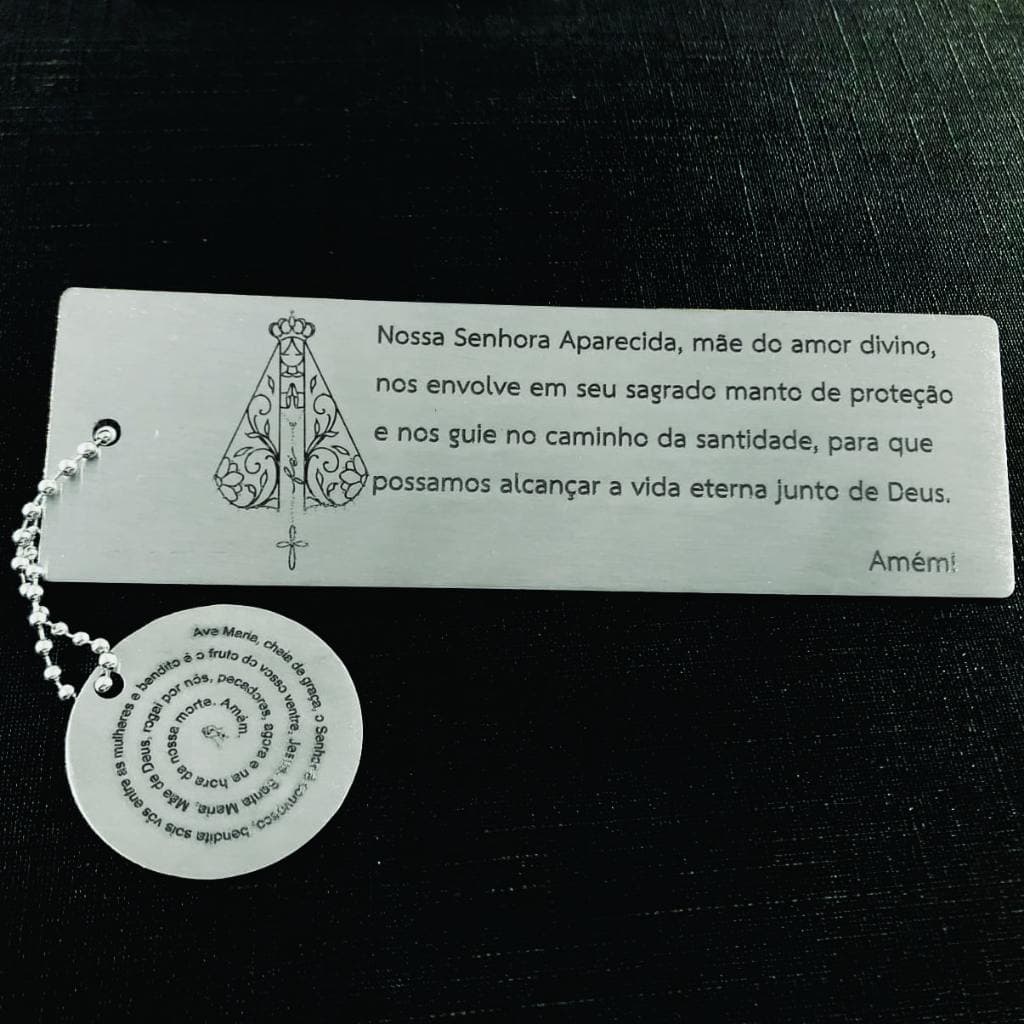 Marcador de Página Nossa Senhora Aparecida com Oração Verso Presente de Fé e Devosão