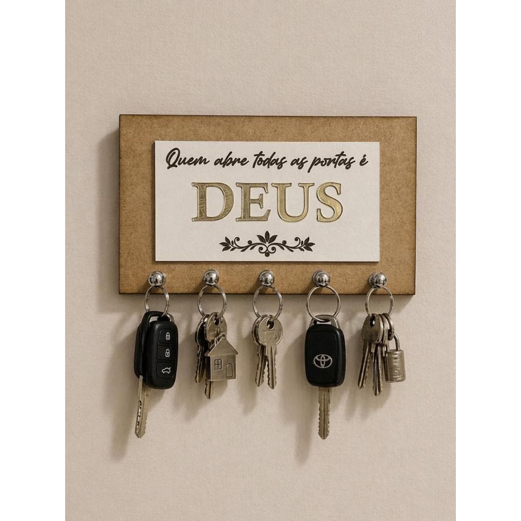 Porta Chaves Deus MDF 6mm Decorativo 20x13cm