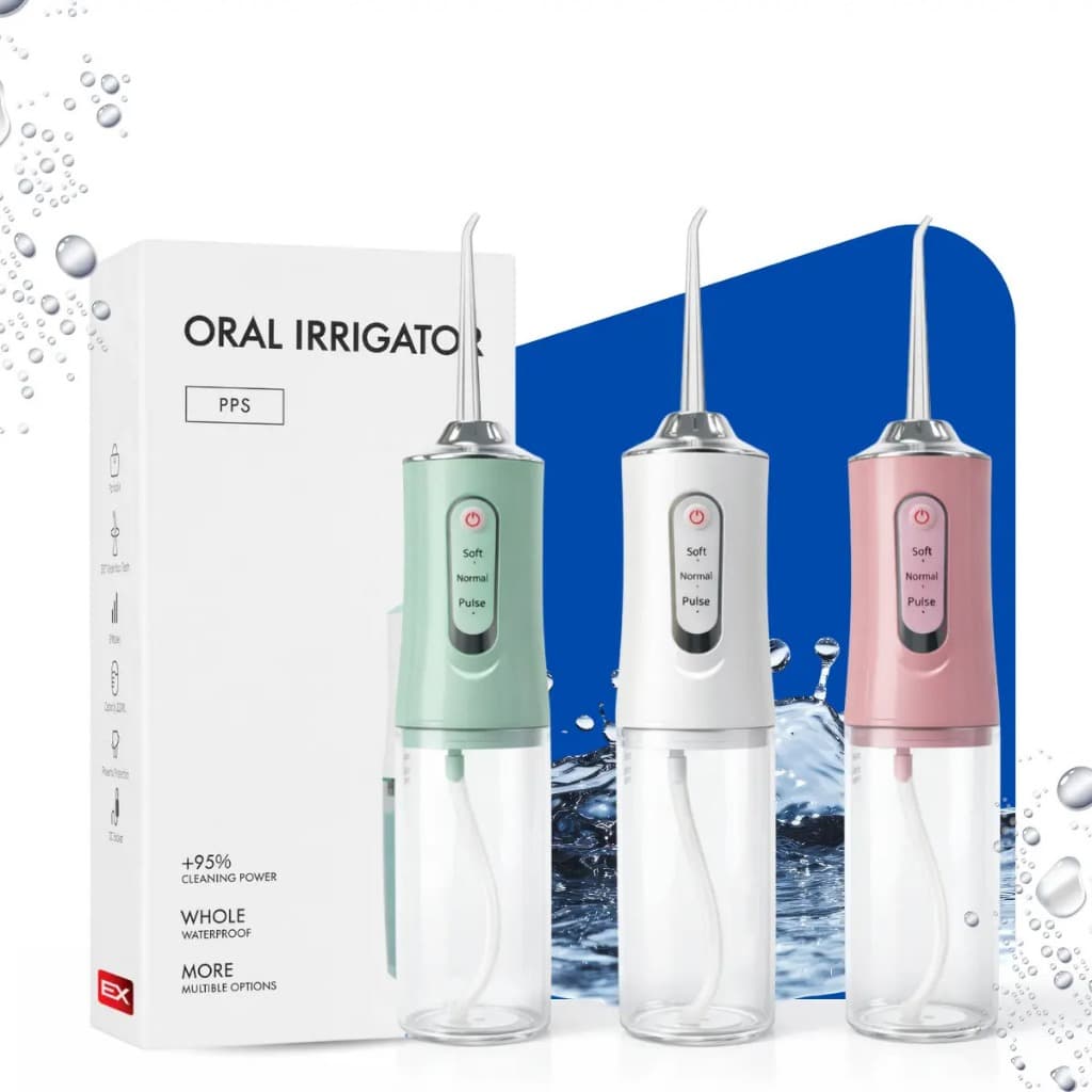 Irrigador Oral Portátil Elétrico USB Limpeza Jato D'àgua Limpeza 4 Bicos Recarregável