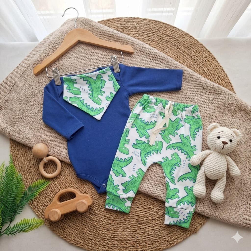 Conjunto de Inverno Bebê Menina ou Menino Body Calça Babador
