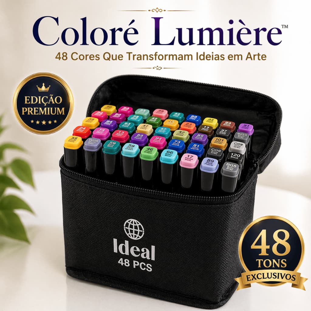 Kit 48 Canetas Hidrográficas Coloridas Ponta Fina Profissional Para Desenho Lettering Arte