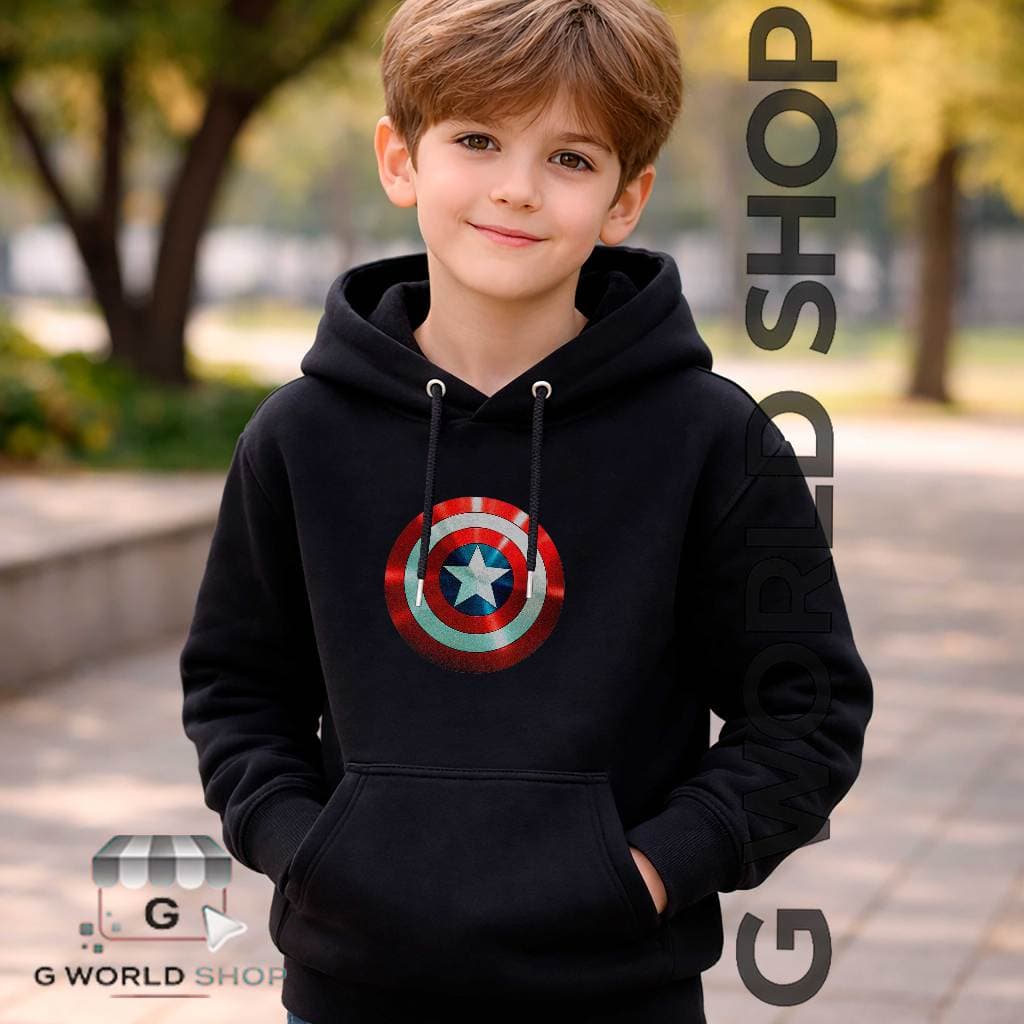 Moletom Com Capuz Escudo Capitão América Blusa de Frio Inverno Casaco de Frio Flanelado Alta Qualidade