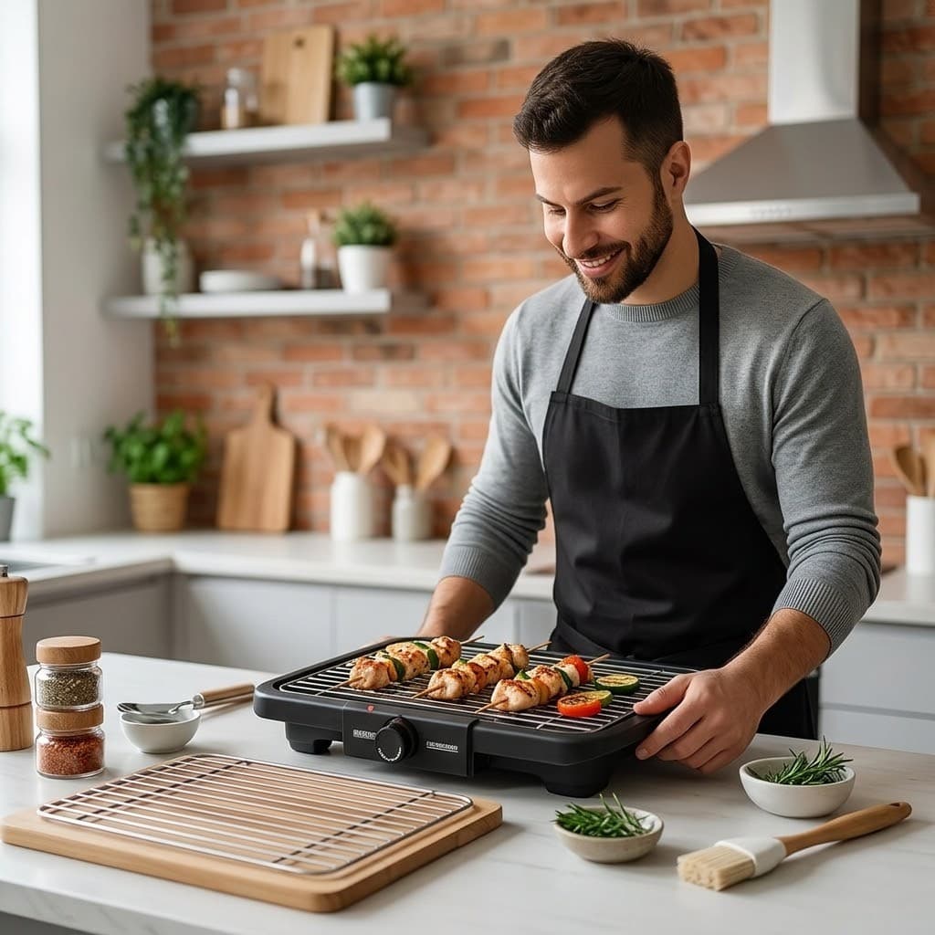Churrasqueira Elétrica Potente 2000W Grill De Mesa grelha removível Sem Fumaça Preta 110V/127V