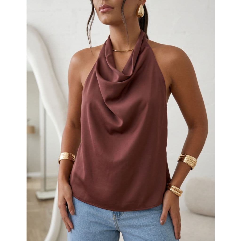 Blusa FemininaTecido Crepinho Frente Única Gola Boba Fashion Lançamento