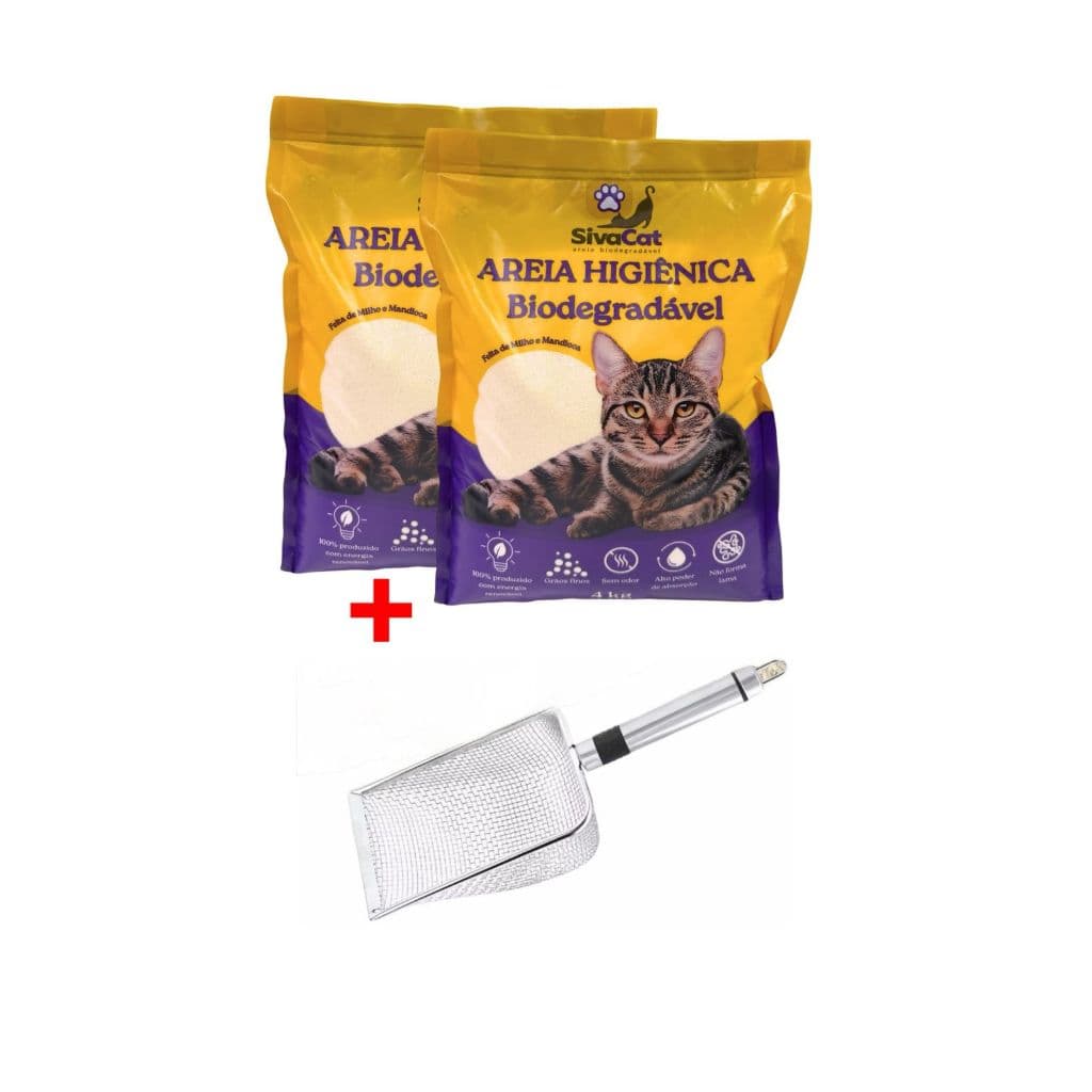 Kit Areia Siva Cat 8Kgs + Pá de inox