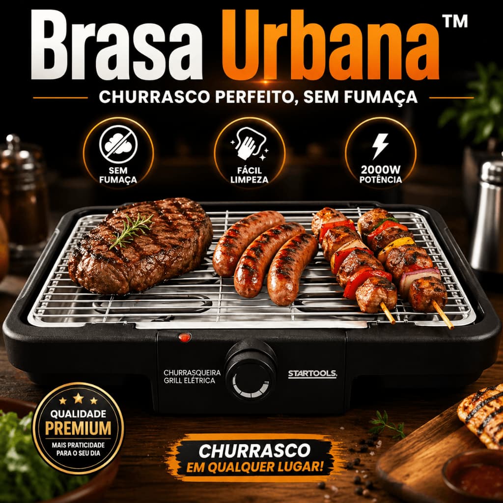 🔥 Churrasqueira Elétrica Portátil 2000W Sem Fumaça Grelha Removível 127V♨️