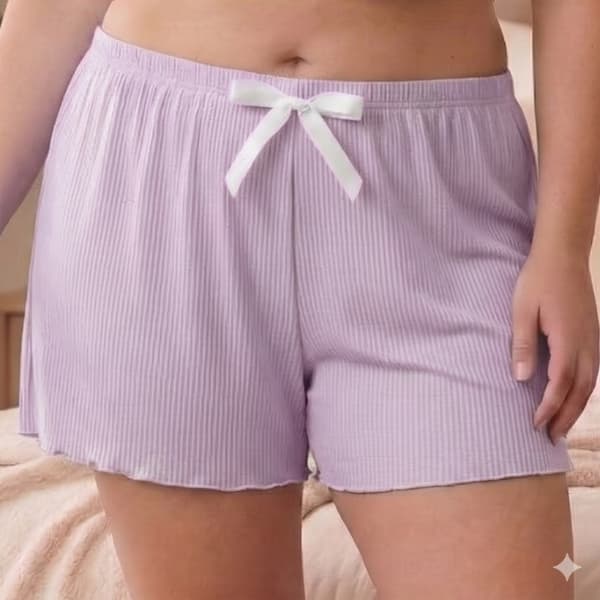 Short Avulso Plus Size Confortável Suede Feminino Dormir Toque de Algodão