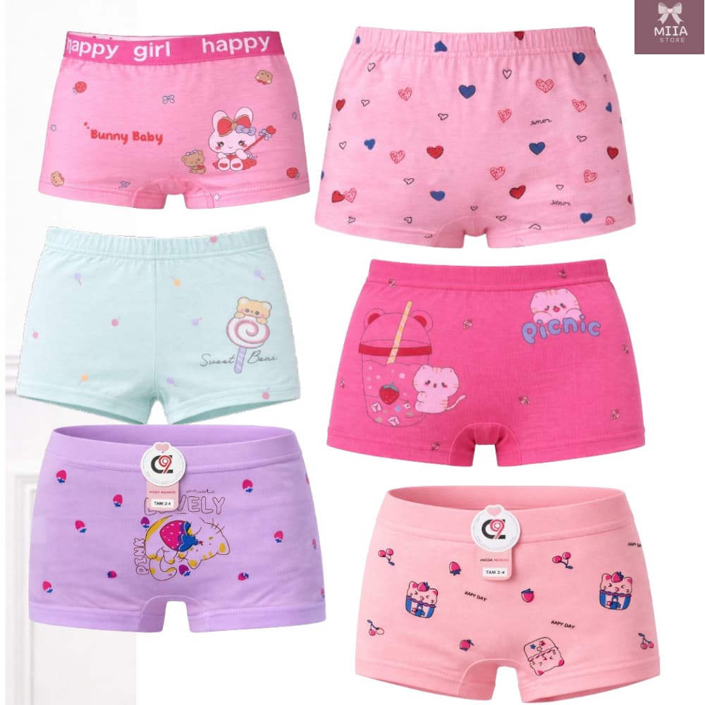KIT Calcinha Infantil Menina Shortinho Algodão Macia Respirável Poliéster Importada Box 2 até 10 Ano
