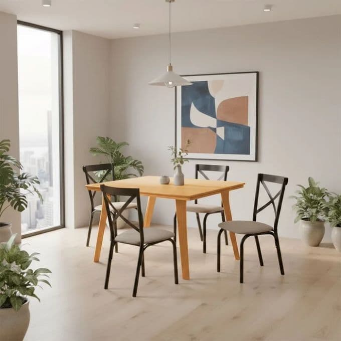 Mesa De Jantar Millena Imbuia 4 Lugares 80x80 Em Madeira Maciça Contemporâneo