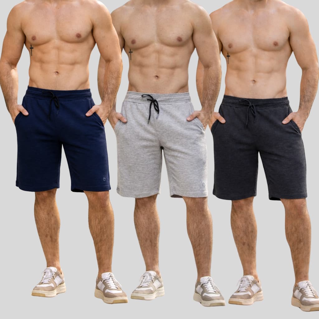 Kit 3 Bermudas Moletom Masculina Premium Shorts Algodão Casual Treino Dia Dia