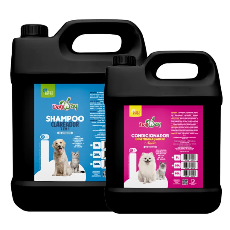 Kit Shampoo 5L Clareador 7 em 1 e Condicionador 5L Neutro para Cães e Gatos