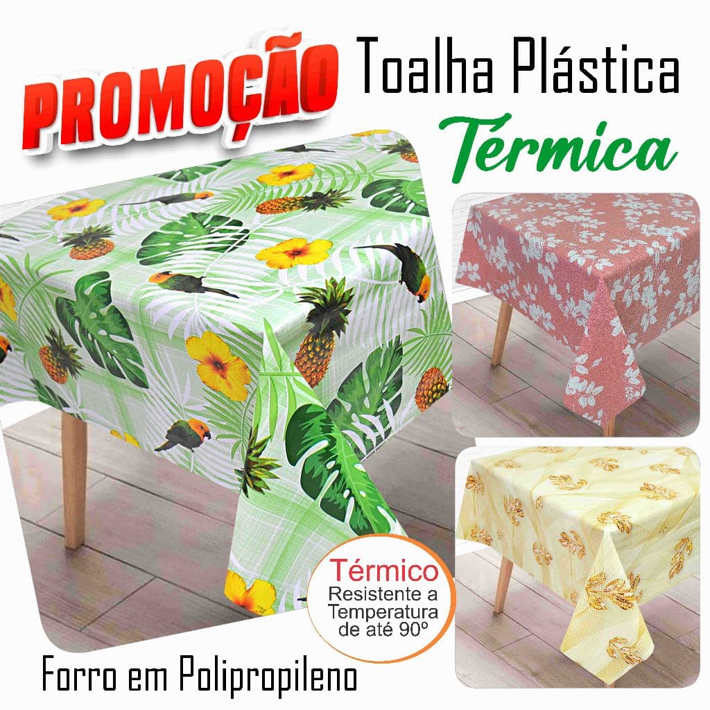 Toalha de Mesa Plástica 1,40mx1,40m Térmica Estampas em PVC Impermeável p/ Cozinha Sala Área externa