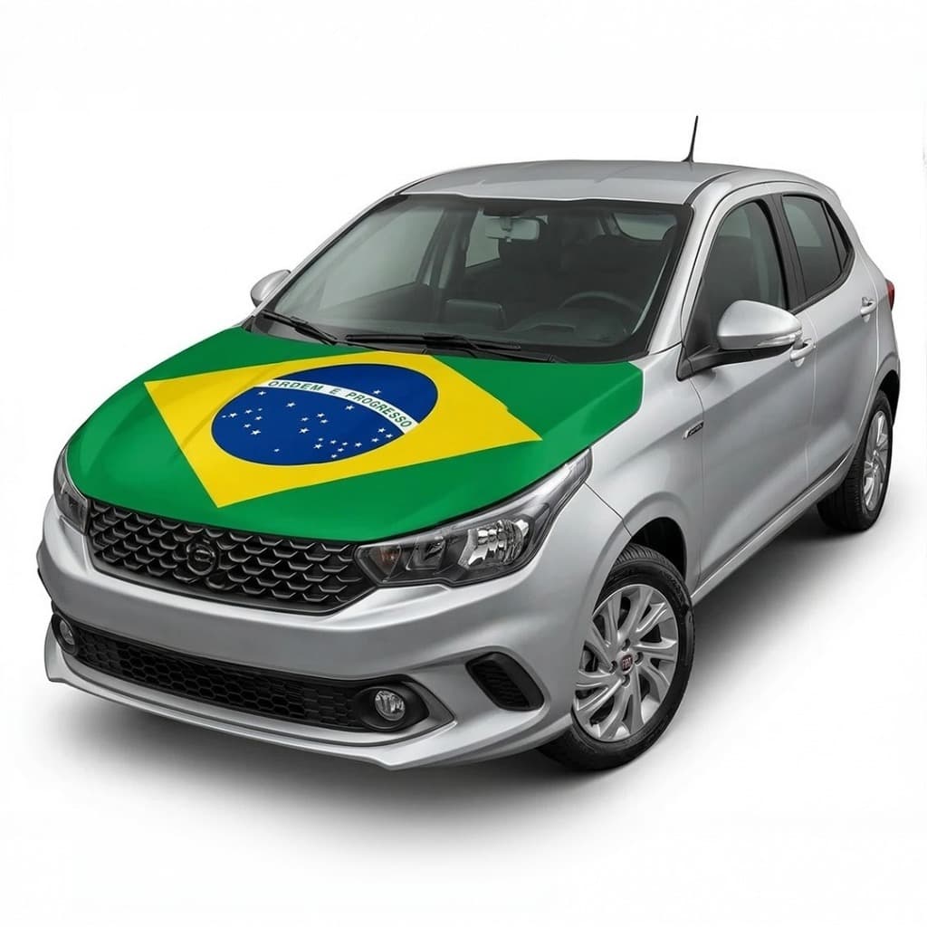Bandeira Brasil para Carro Capô + Capa Torcida Copa Futebol Decoração Veicular - Tamanho 120x160 cm