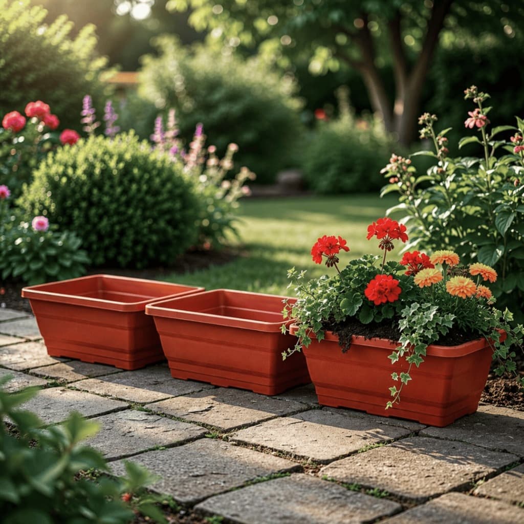 Kit 3 Jardineira Plástica 9,7L 42cm Retangular para Horta Flores Vaso Plástico Resistente