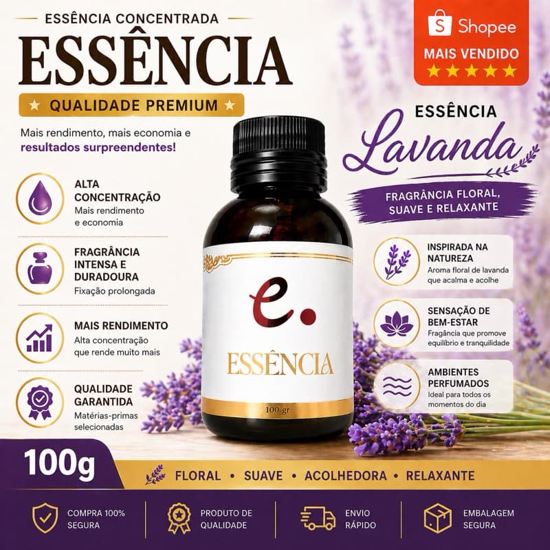 Essência hidrossolúvel Concentrada - LAVANDA100 G