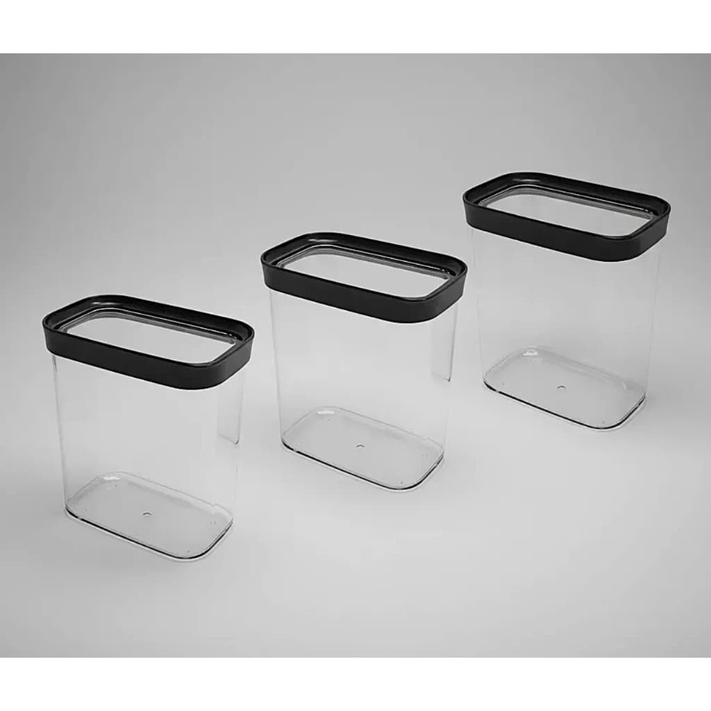 Potes Herméticos para Café, Açúcar e Cereais, 1 Litro, Kit com 3 Unidades