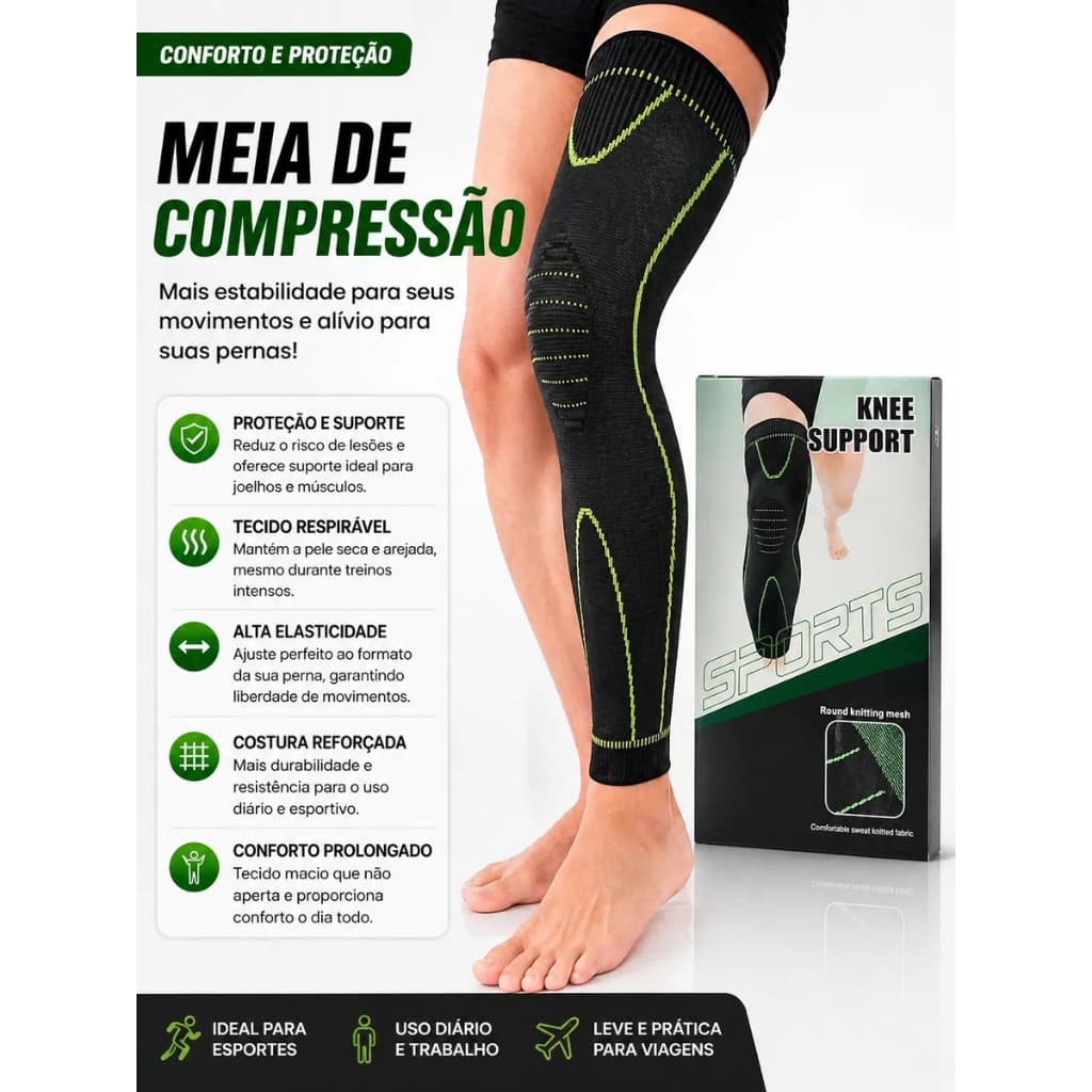 Meia De Compressão Joelheira Unissex Circulação Ortopédica
