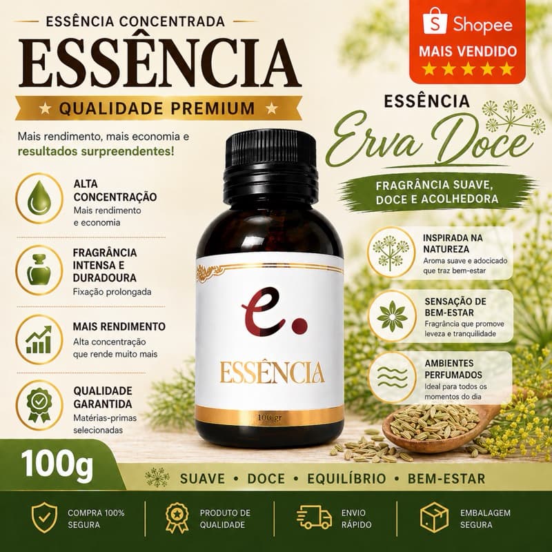 Essência hidrossolúvel Concentrada - ERVA DOCE 100 G