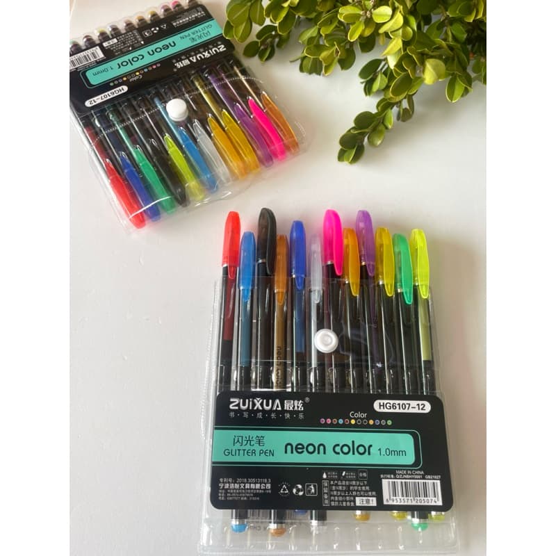 Kit canetas gel 12 | 24 cores neon / metalizadas 1.0mm