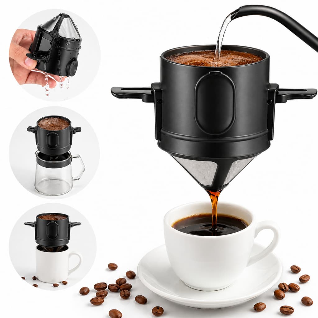 Mini Filtro De Café Chá Coador De Café Sem Papel Reutilizável Portátil Inox para casa, escritório