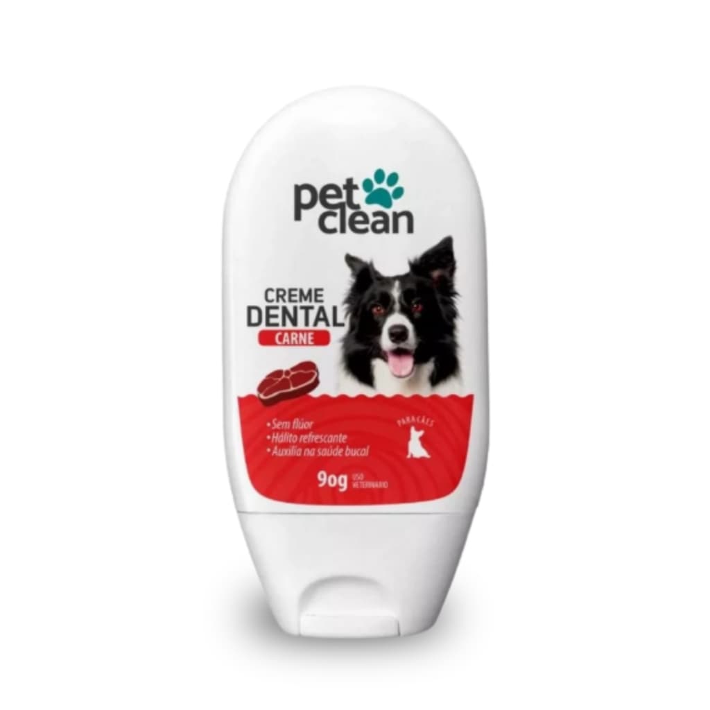 Creme Dental Pasta de Dente 90g Para Cães e Gatos Sabor Carne - Pet Clean