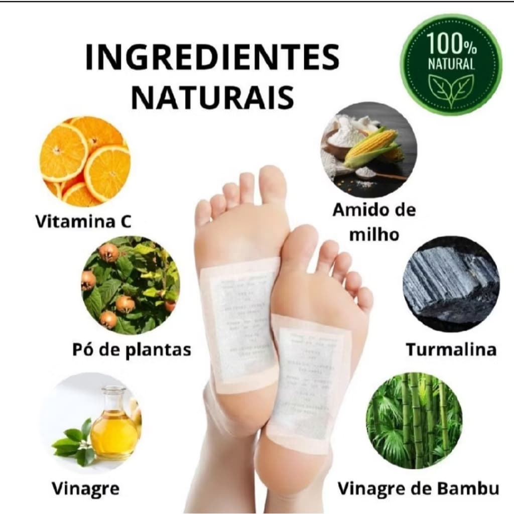 Kit Adesivo Detox Para os Pés Natural  – Eliminação de Toxinas e Bem - Estar Saúde, Sono Melhor e Energia