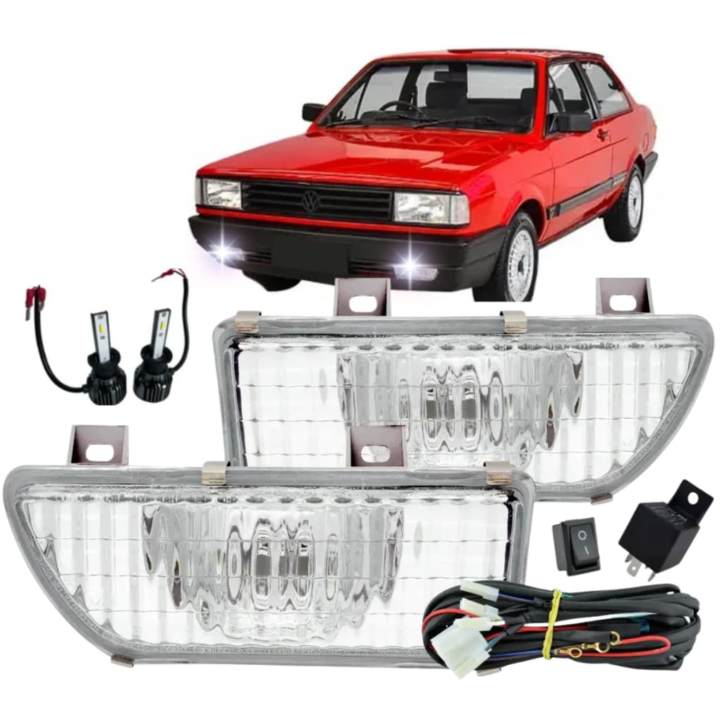 KIT FAROL DE MILHA DO GOL QUADRADO + LAMP/DE LED H3 1987 1994 FAROL LENTE DE POLICARBONATO