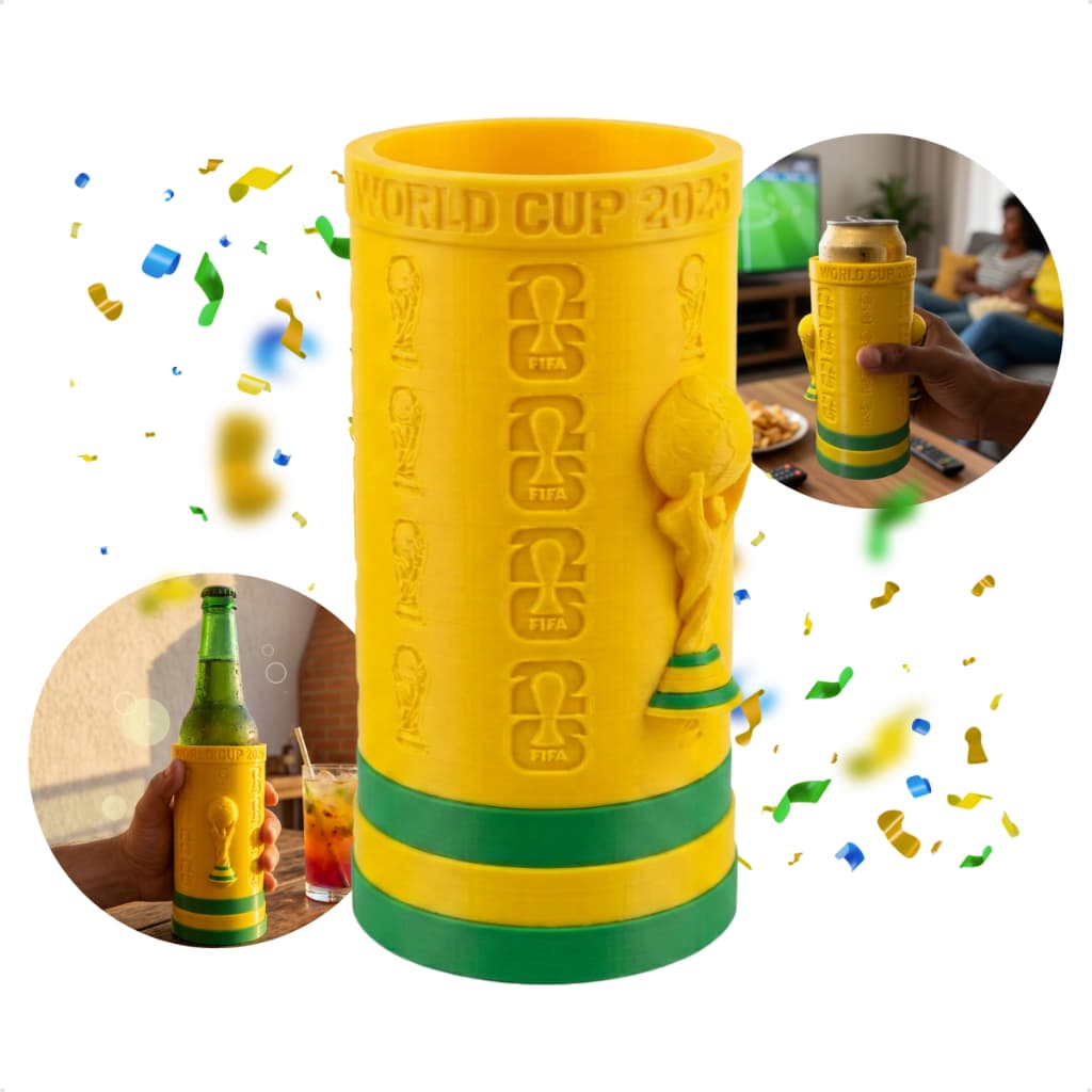 Porta Lata Garrafa 473ml Edição Especial Copa do Mundo 2026 Brasil Festa Jogo Amarelinha