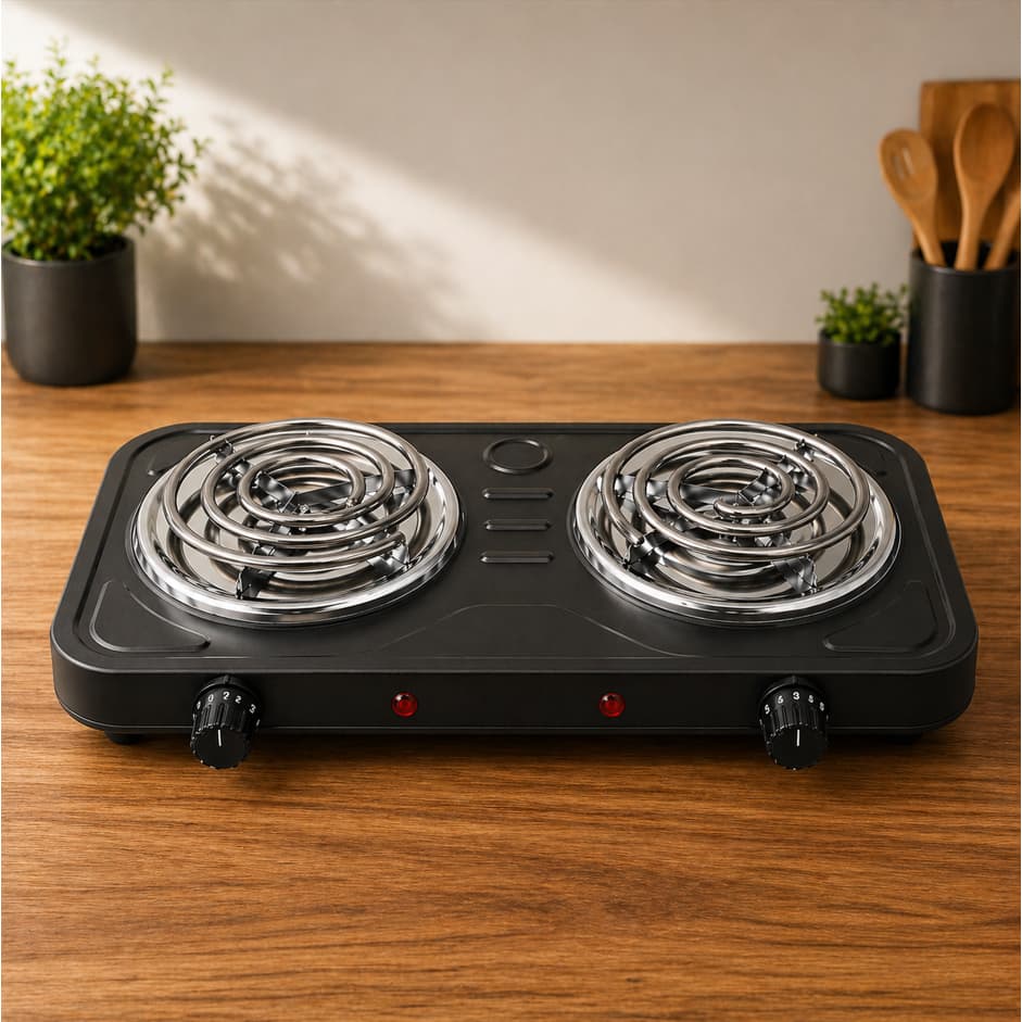 Fogareiro Elétrico Portátil 2 Bocas 2000W 127V Cooktop Fogão Elétrico com Controle de Temperatura