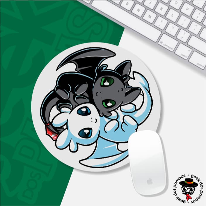 Mouse Pad Como Treinar Seu Dragão 20x20 Redondo Base Emborrachada Antiderrapante Gamer PC Notebook