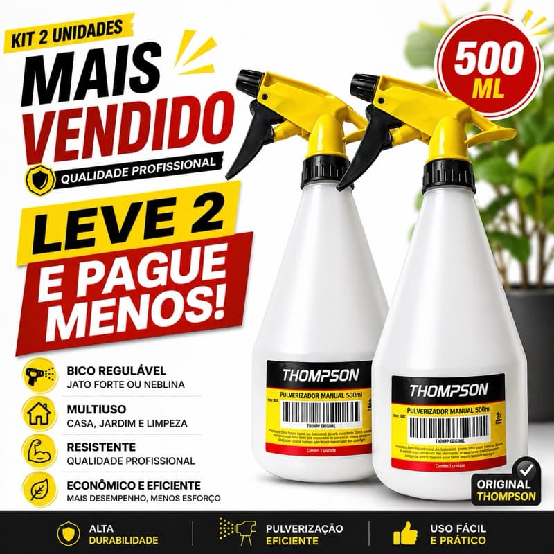 Kit 2 Borrifadores 500ml Spray Multiuso Resistente | Mais Vendido | Leve 2 e Pague Menos | Limpeza e Jardim