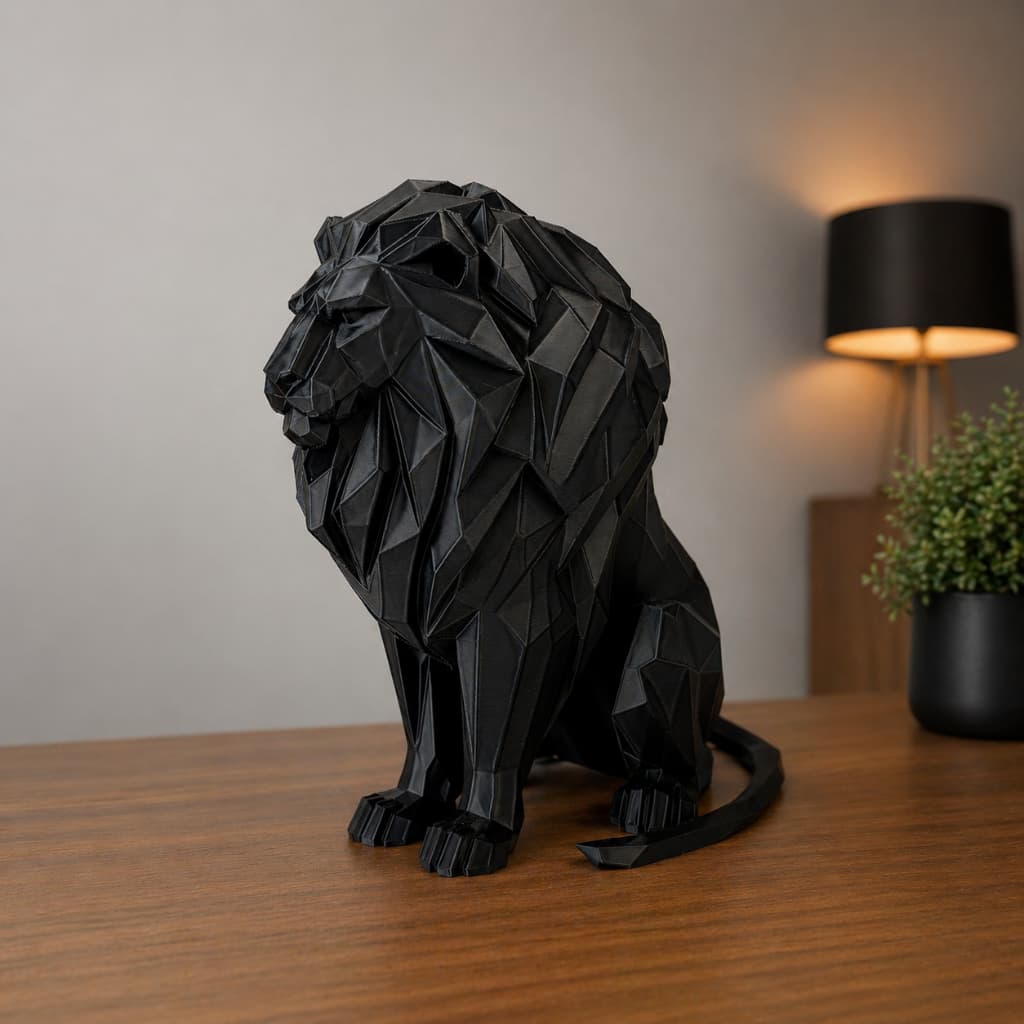 Leão Decorativo Premium Geométrico | Escultura Moderna Minimalista para Sala e Decoração