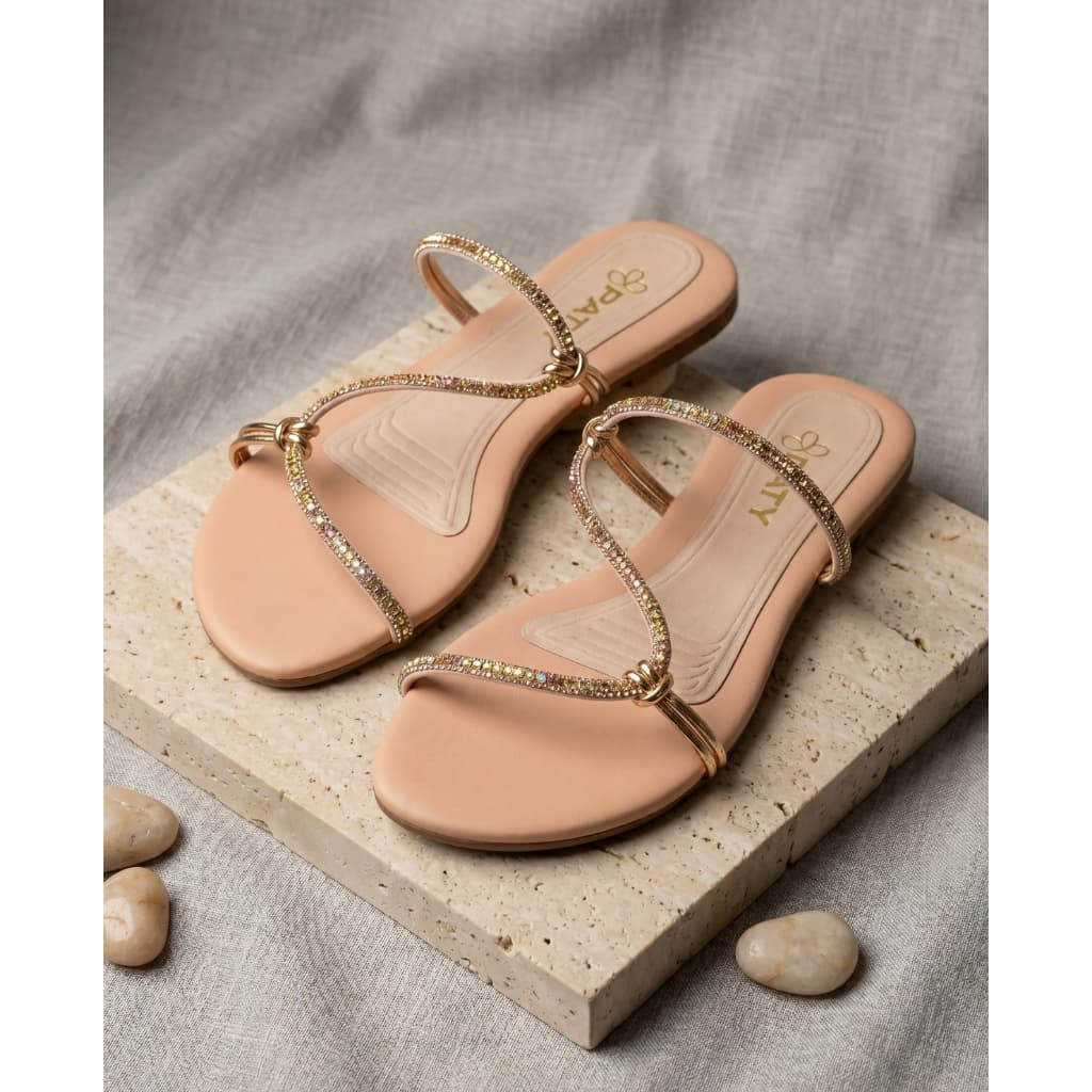 Sandália feminina confortável rasteirinha strass leve Elegante Casual Brilho Luxo dia a dia Premium
