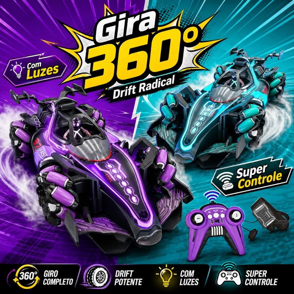 Carro F1 Controle Duplo Gestual + Remoto com Spray, Luz LED e Drift Brinquedo Recarregável
