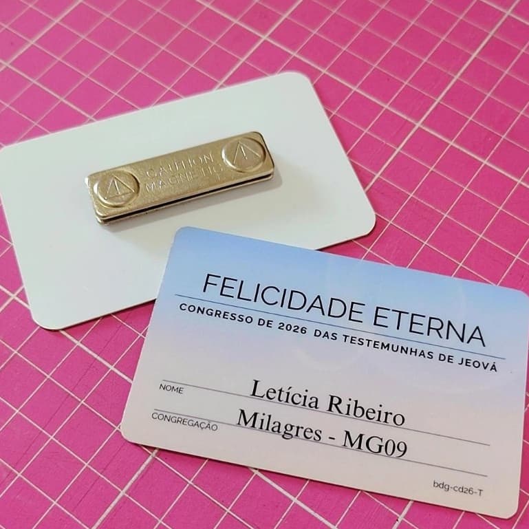 Crachá Congresso 2026 -  Magnético - Não fura a roupa - PVC Personalizado com nome e congregação