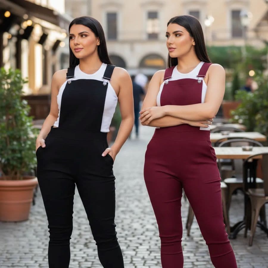 Kit 2 Jardineira Macacão suspensório Feminino Longo Moda E Conforto