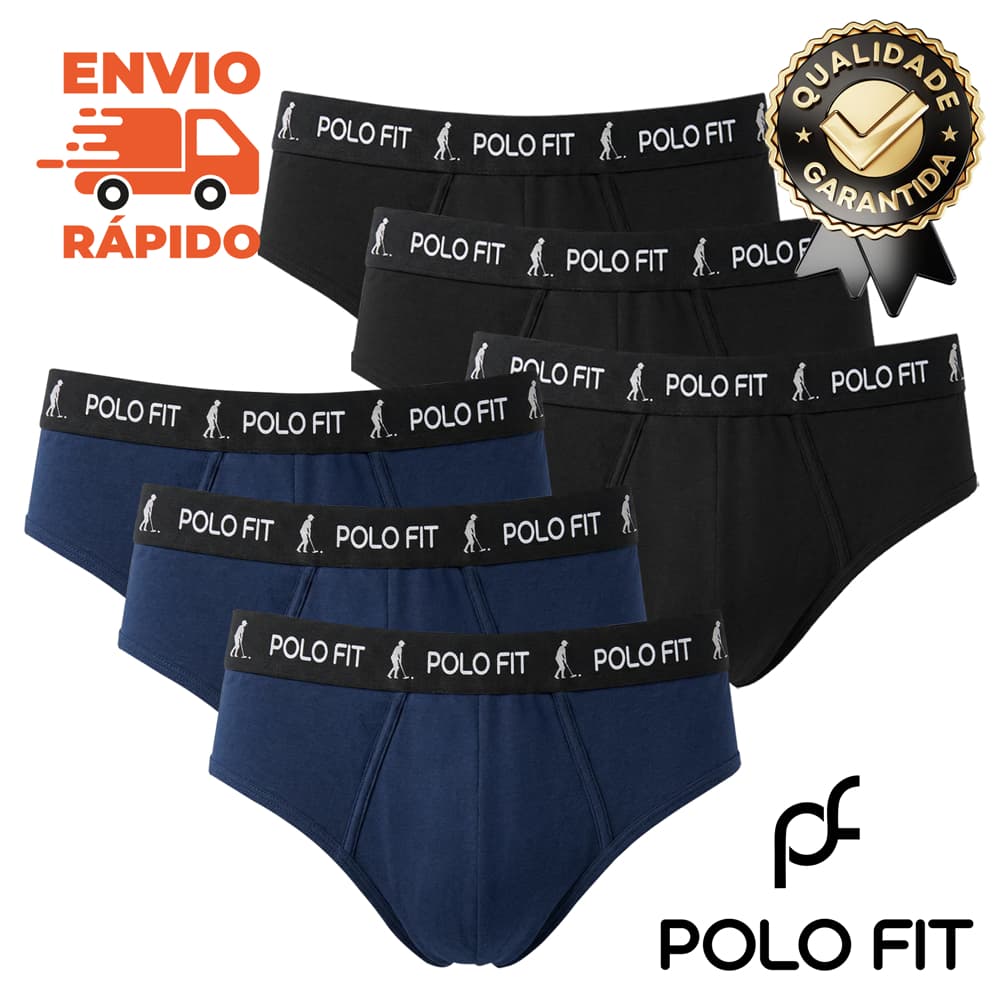 Kit 6 Cuecas Adulto Slip Masculina Cueca Confortavel Algodão Polo Fit