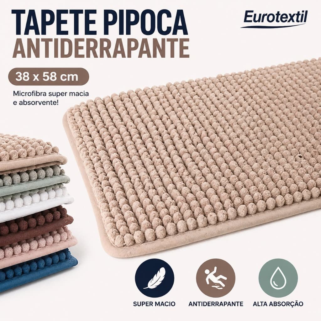 Tapete Dedinho Pipoca Banheiro Antiderrapante 38x58cm Macio Barato