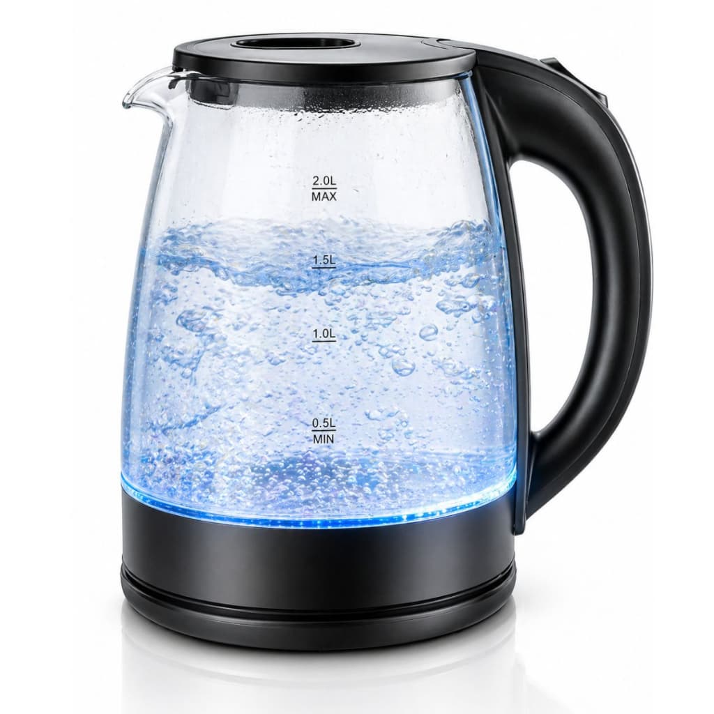 Chaleira Elétrica Inox e Vidro Automatica Bela Home 2 Litros Preta 127v aquecimento rápido