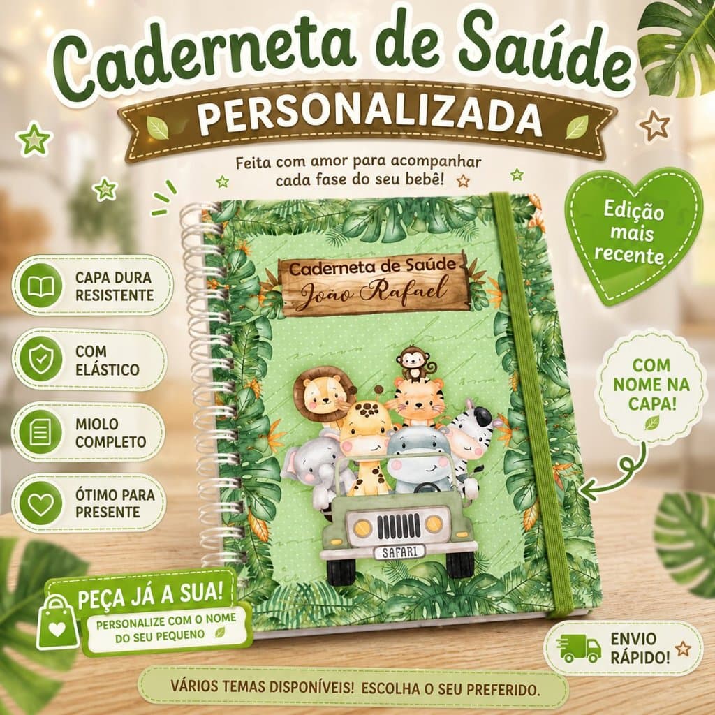 Caderneta de vacinação ou de Saúde menino edição atualizada vários temas