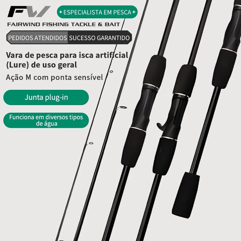 FW Vara De Pesca De molinete 1.65 M/1.8 M 2 Seções 5-10 Lb Giratória/Fundição Carbono Para Em Água Doce/Salgada