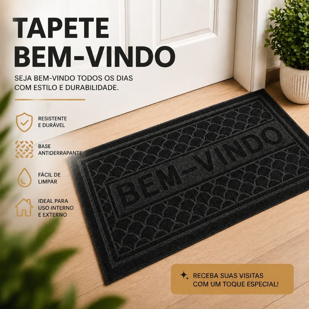 Tapete Para Porta Bem Vindo Capacho Emborrachado Antiderrapante