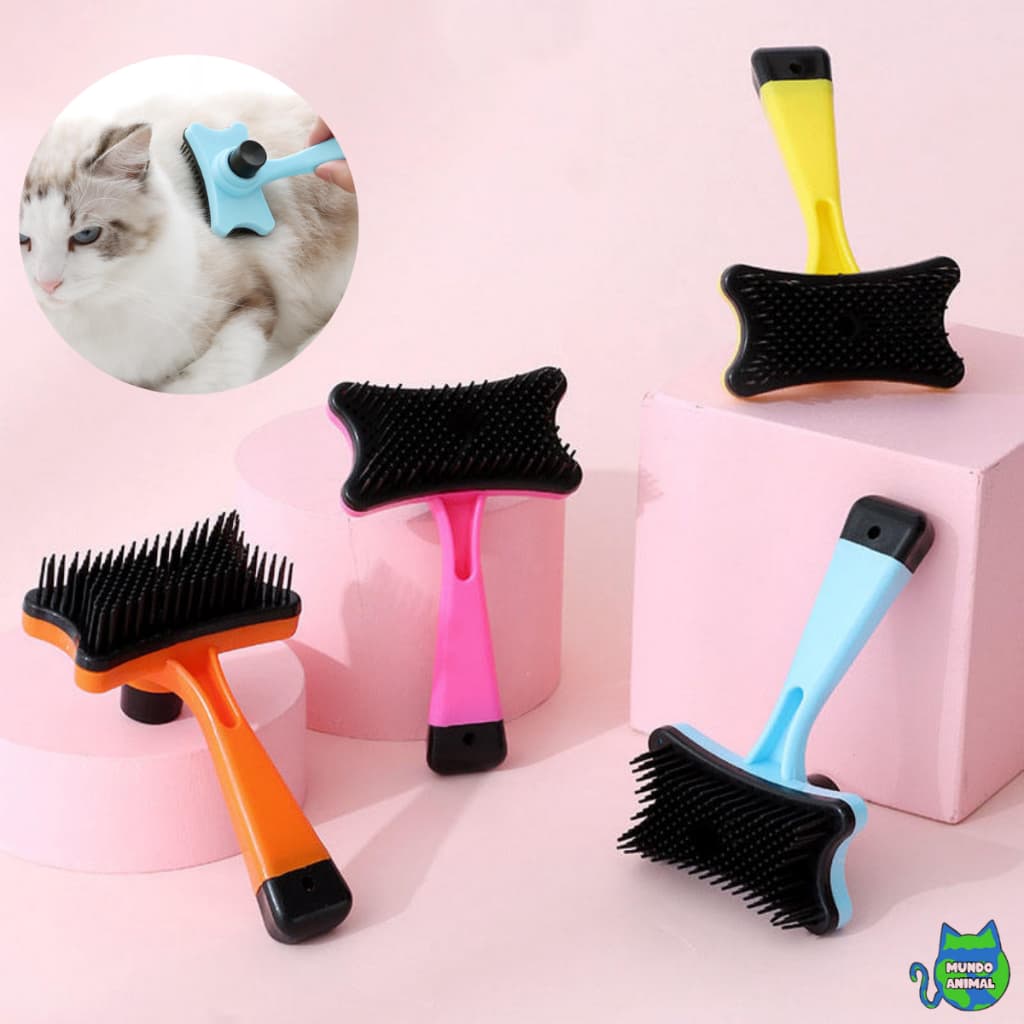 Escova Tira Pelos Removedora Rasqueadeira Auto Limpeza Botão Push Pets Cães e Gatos